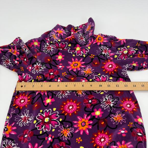 HANNA ANDERSON Velour Tunic Dress Size 110 / US 5 Floral Drop Waist Turtle Neck - Picture 4 of 6